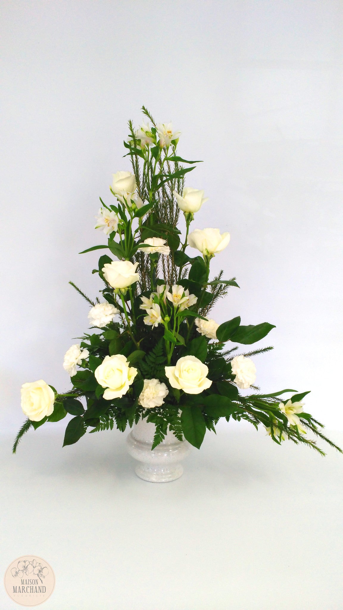 Arrangement funéraire de fleurs blanches